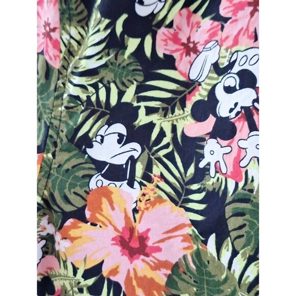 Mens Disney Mickey Mouse Tropical Floral Button Hawaiian Cotton Shirt Vacation S - Picture 6 of 12